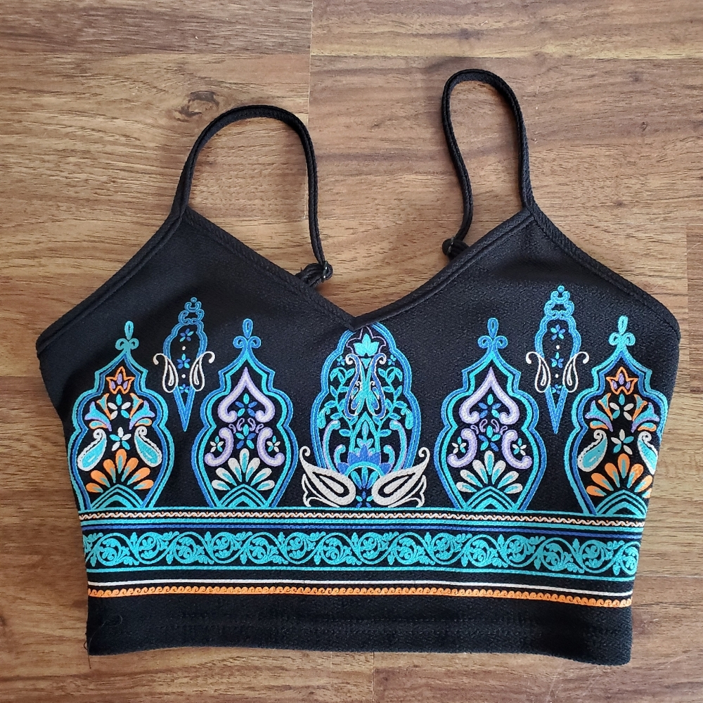 SHEIN Top Size XS Cropped Black Spaghetti Strap
